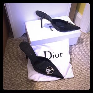 Dior DIVA mule size 37.5 / 7.5 black leather shoes