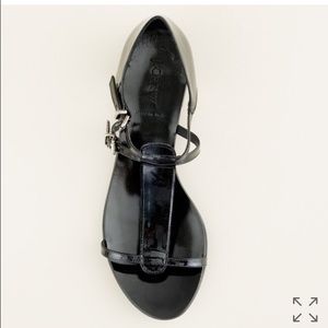 Black patent leather sandals
