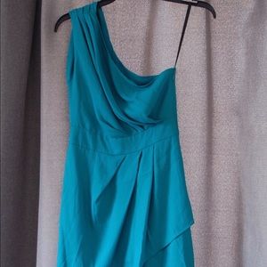 Flirty Turquoise Cocktail Dress, One Shoulder-BCBG