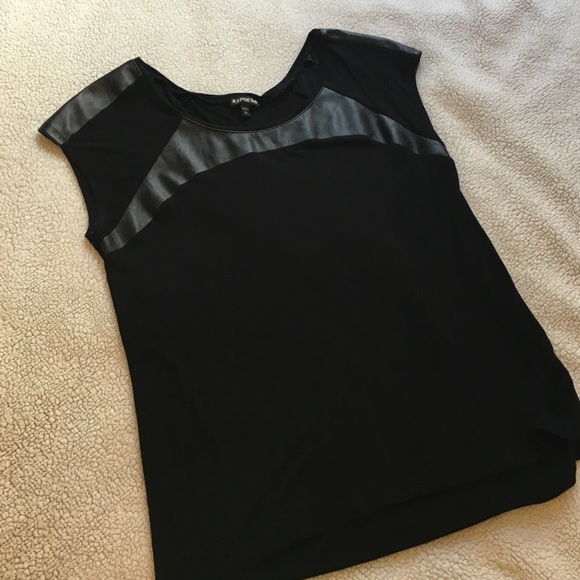 Express Tops - ✨Leather look detail top✨