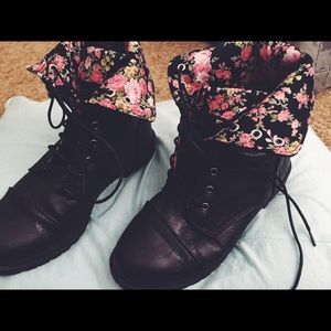 Floral Combat Boots