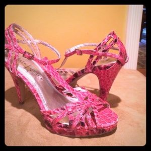 Pink/Black Python 4 inch Heel Pump