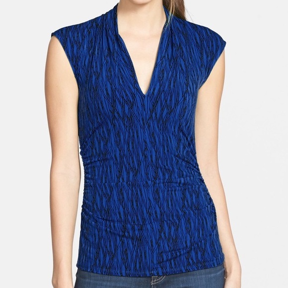 Vince Camuto Side Ruched Sleeveless V-Neck Top