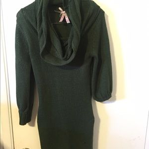 A turtle neck green dress