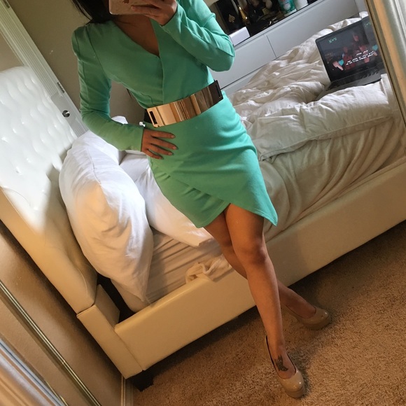 Teal asymmetrical dress