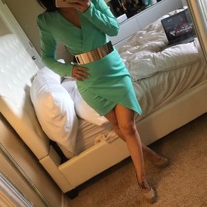 Teal asymmetrical dress