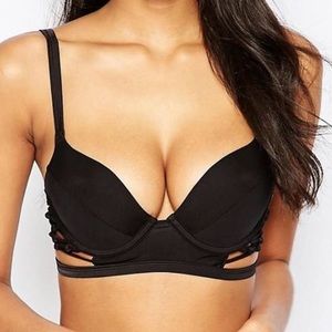 Wolf & Whistle Plunge Macrame Lace Up Bikini Top