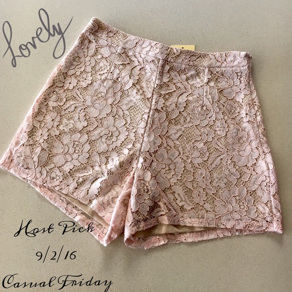 Boutique Pants - 🎉Host Pick🎉 Make me Blush Champagne Lace Shorts
