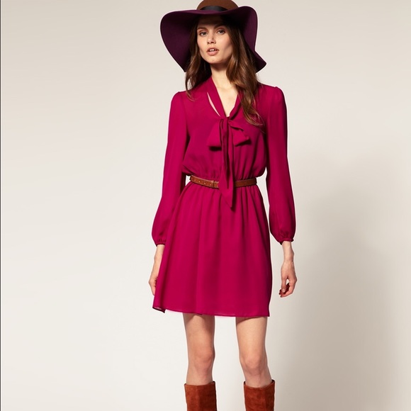 ASOS Mini Pussybow Mini Dress with V neck