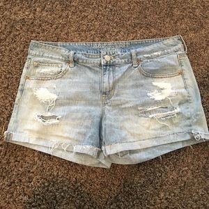 American Eagle light wash midi jean shorts