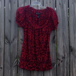 Red leopard print blouse