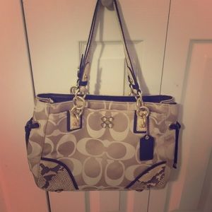 Coach Beige Snakeskin Mini Tote