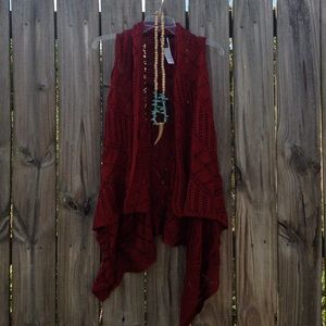 Rust crochet vest