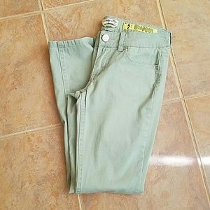 Mint green skinny jeans
