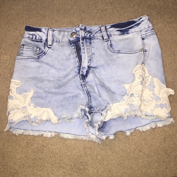 Acid wash/lace shorts