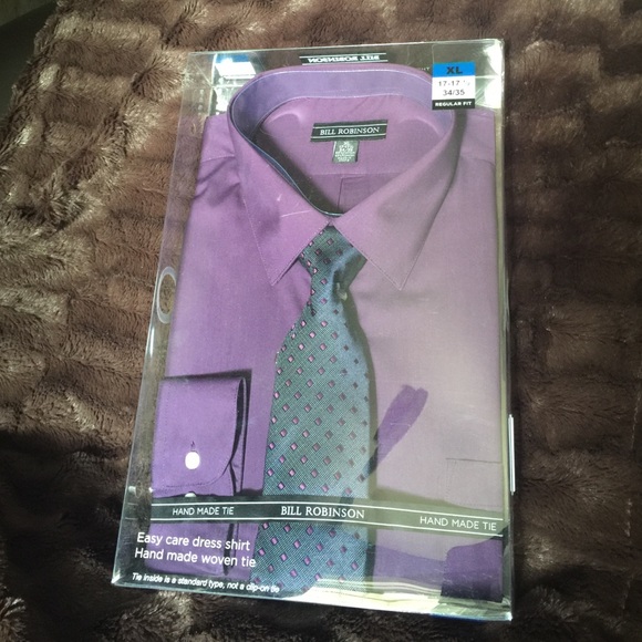 Men's purple shirt and tie.