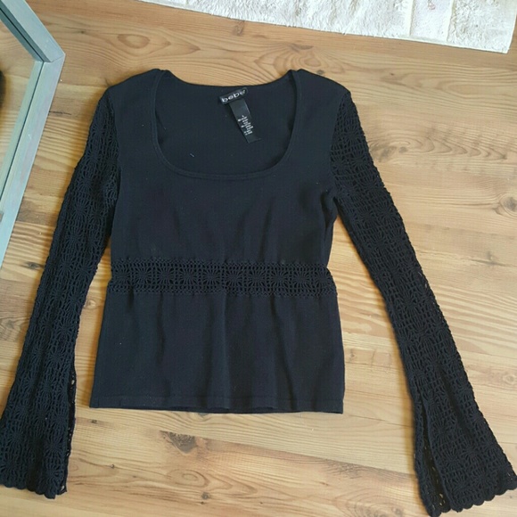 Bebe, never worn sweater, crocheted arms
