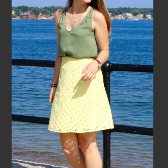 SALE Ann Taylor Yellow Eyelet Skirt