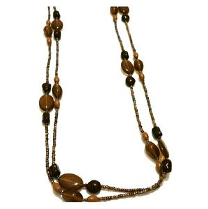 Brown Iridescent Beaded Necklace