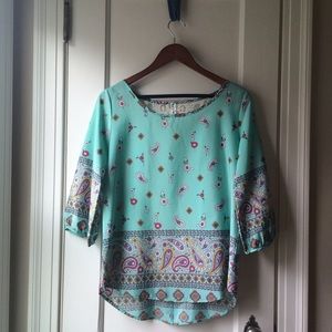 Teal flowy blouse