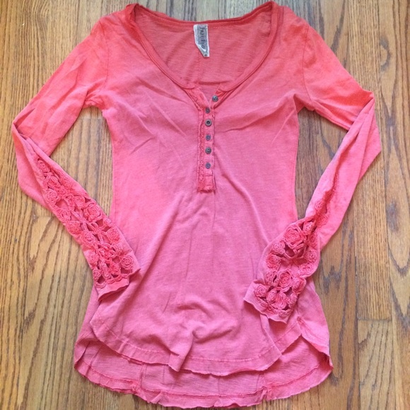 Free people lace sleeve detailed shirt
