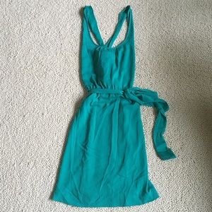 Teal Banana Republic cross back dress