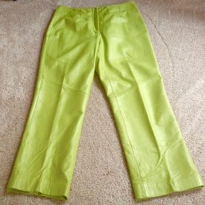 lime green leather pants