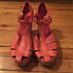 1937 Madewell red leather clog platform heels