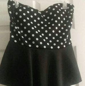 Polka-dot peplum dress