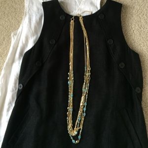 Multi strand gold and turquoise crystal necklace