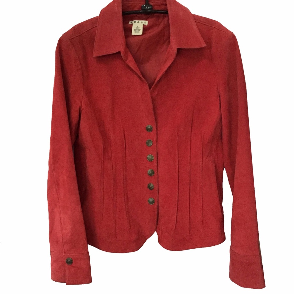 Genuine suede leather fitted blazer jacket