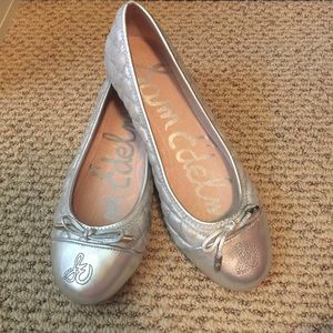 Sam Edelman silver quilted Becka flats