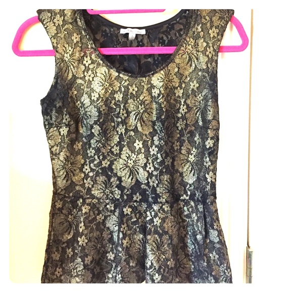 Gold and black lace peplum blouse- - Picture 1 of 2