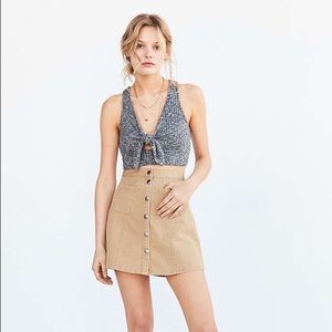 BDG twill button front a-line skirt