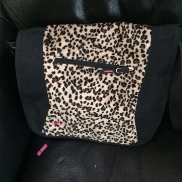 Jansport messenger bag- cheetah print front flap.