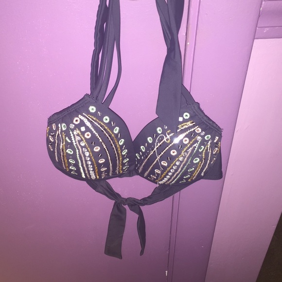 Cute push up bedazzled bikini top