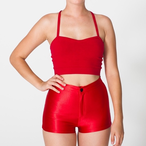 American Apparel Red Disco Shorts