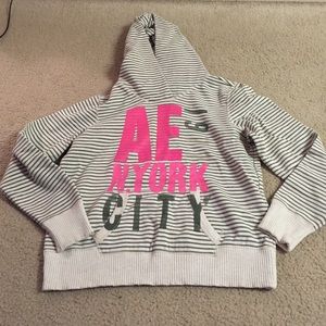 Striped hoodie with neon lettering