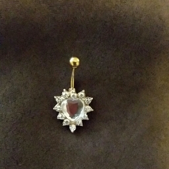 Heart rhinestone belly ring