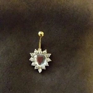 Heart rhinestone belly ring