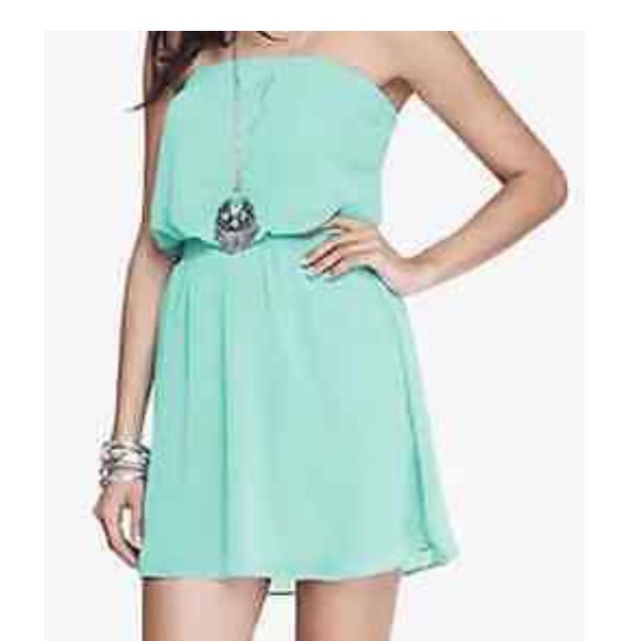 Express strapless sea foam green dress