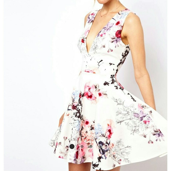 ASOS V-Neck Floral Circle Dress