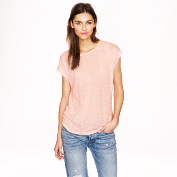 J. Crew Tops - J. Crew Navy Linen Silk Eyelet Tee XS