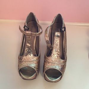 Gold sparkly heels
