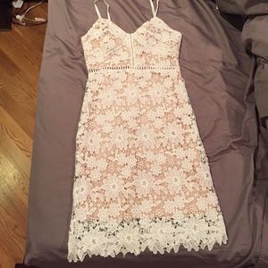 White and nude lace dress