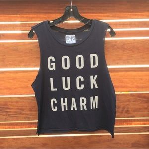 Cropped black muscle tank by Malibu Native.