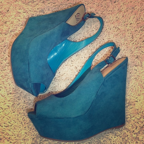 Teal Wedge Heels
