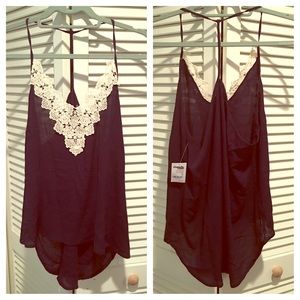 Charlotte Russe NWT navy & white sleeveless top