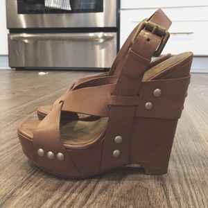 Ash Lucy Taupe Leather Wedge