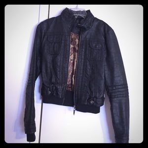😎❤️JOUJOU BLACK FAUX LEATHER MOTO JACKET SIZE XS